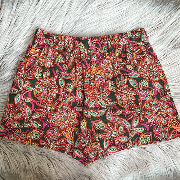 J Crew Linen Blend Floral Shorts Pink Red Green Women’s Size 2 - Picture 5 of 7